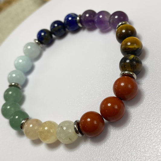 Bracelet 7 chakras version argentée