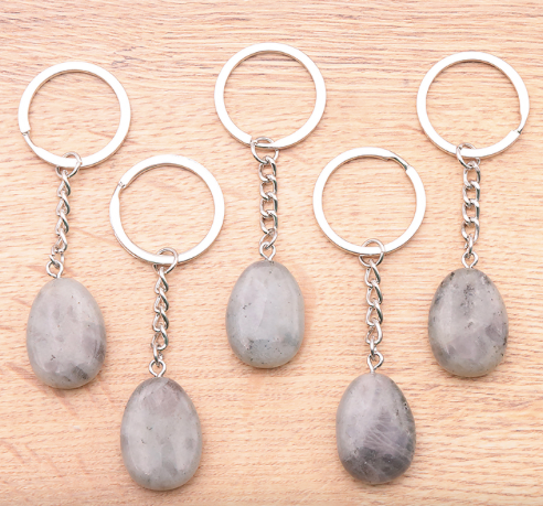 PORTE CLÉS PIERRE PLATE LABRADORITE