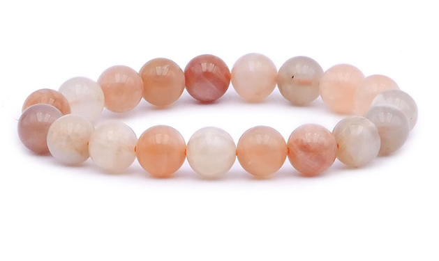 BRACELET BOULE 08MM PIERRE DE LUNE MULTICOLORE