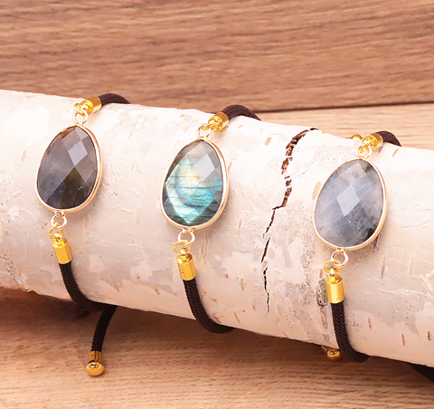 BRACELET CORDON RÉGLABLE LABRADORITE