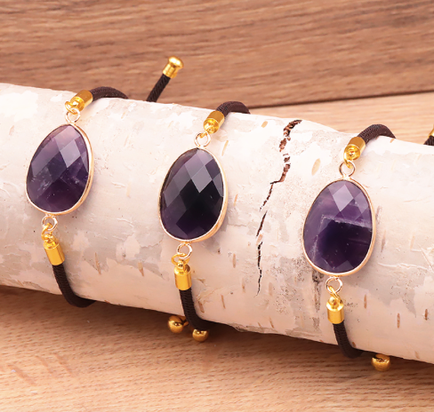 Bracelet cordon réglable Améthyste