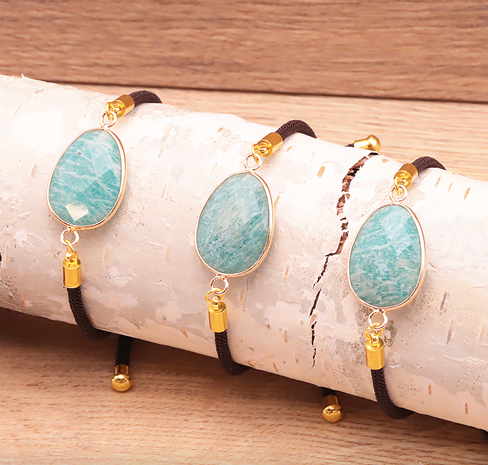 BRACELET CORDON RÉGLABLE AMAZONITE PÉROU