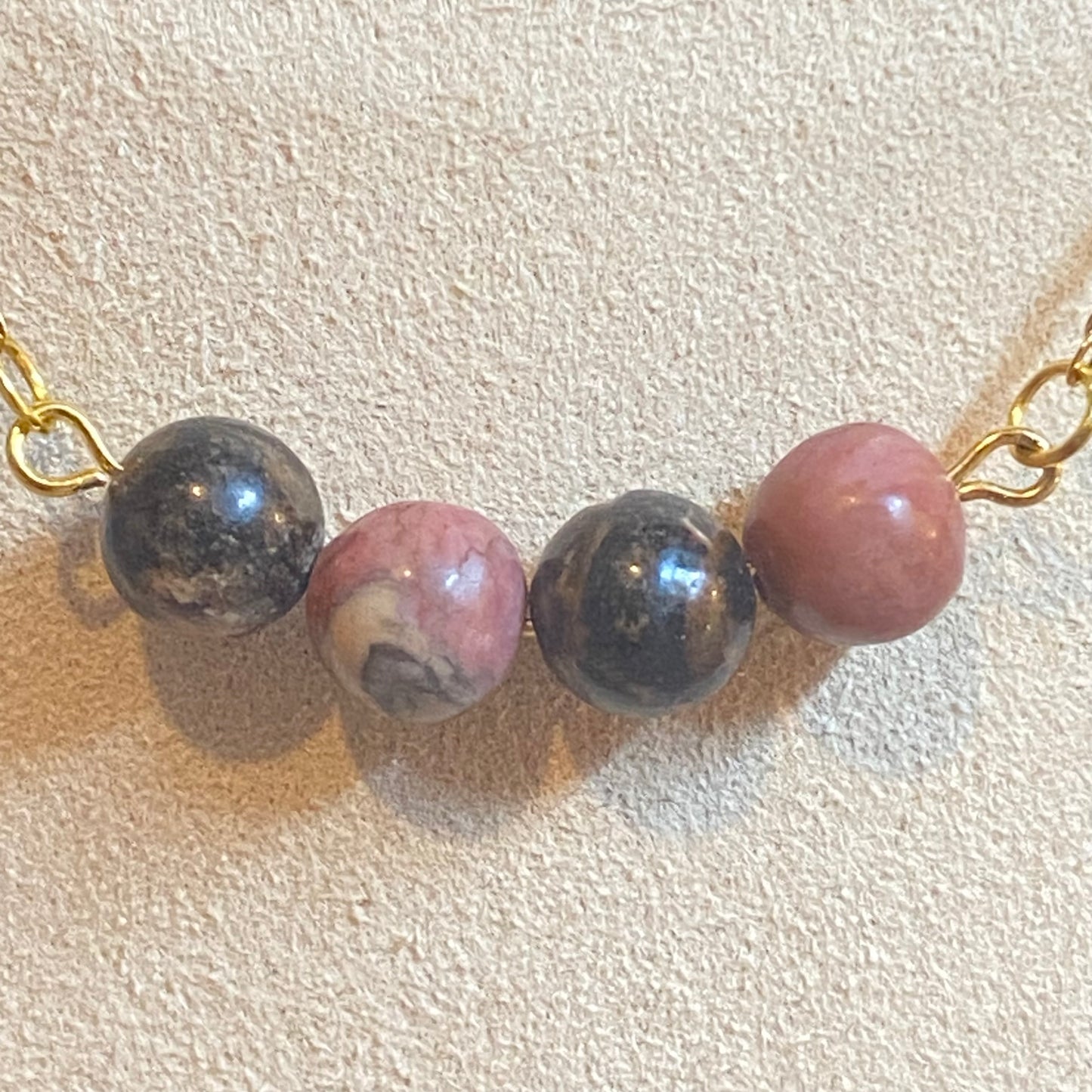 Collier double rang rhodochrosite