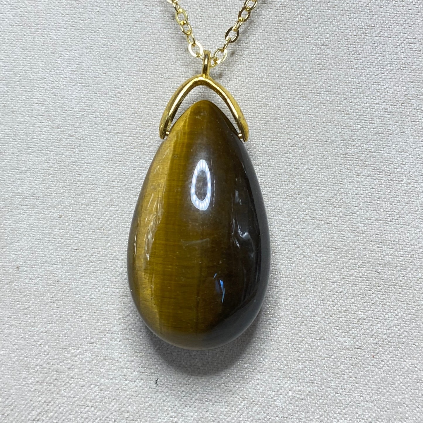 PENDENTIF GOUTTE SAUTOIR OEIL DE TIGRE