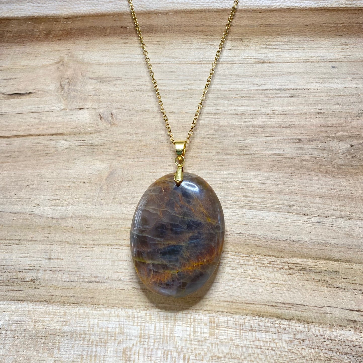 Pendentif Pierre de Lune Galet • Féminin Sacré & Intuition