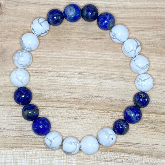 Bracelet Howlite & Lapis-Lazuli – Accompagnement Émotionnel & Gestion du Poids