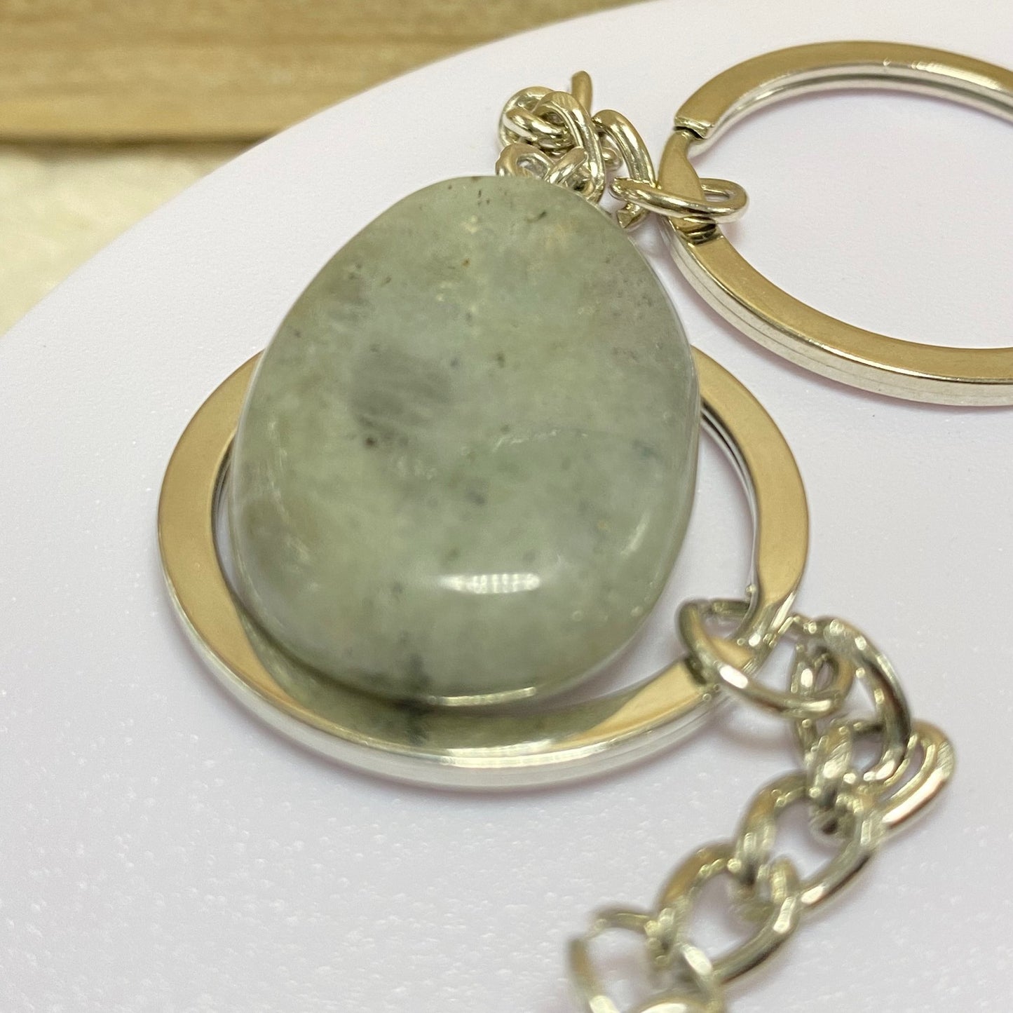 PORTE CLÉS PIERRE PLATE LABRADORITE