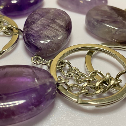 PORTE CLÉS PIERRE PLATE AMÉTHYSTE