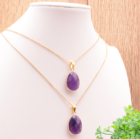 Pendentif serti ovale Amethyste