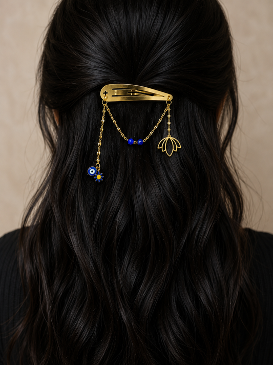 Barrette customisée lapis lazuli
