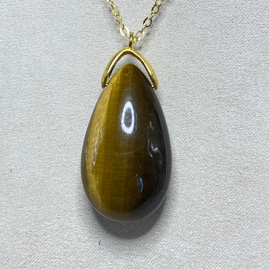 PENDENTIF GOUTTE SAUTOIR OEIL DE TIGRE
