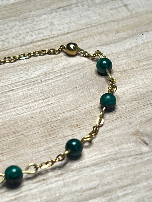 bracelet fin doré malachite